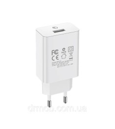 Зарядний пристрій-адаптер USB Borofone BA21A QC 3.0 18W + кабель MicroUSB (білий..